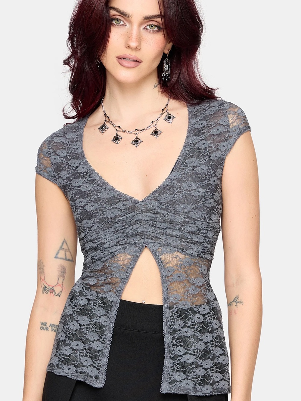 moving sale 💕 - NWT disturbia meghan grey lace top size 6